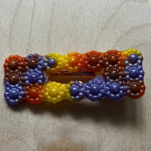 Colorful Resin Flower Hair Clips | Handmade | Buy 1 or Full Set - Picture 3 of 7